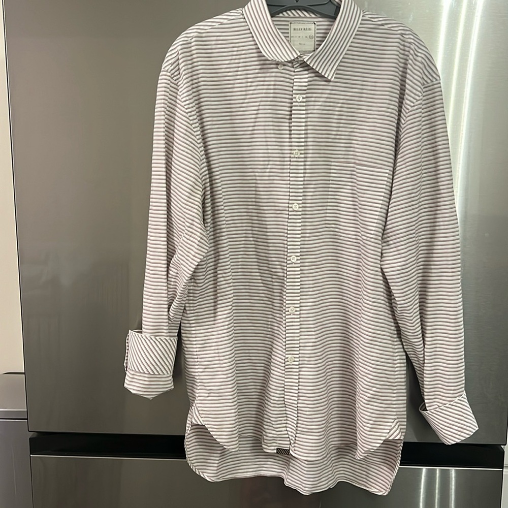 Billy Reid Striped Button Down with front pocket - Slim Cut XXL